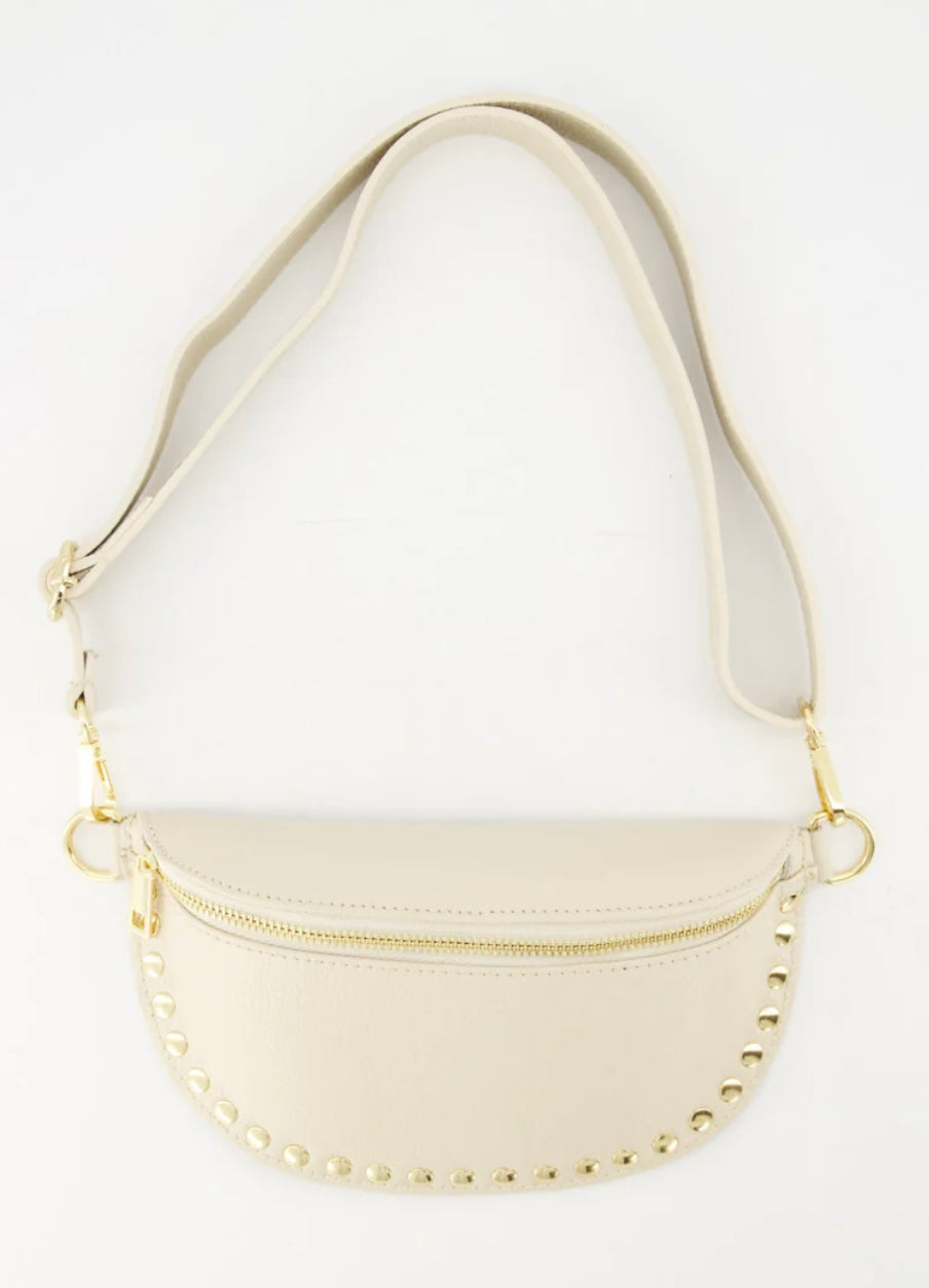 Leren crossbody tasje creme