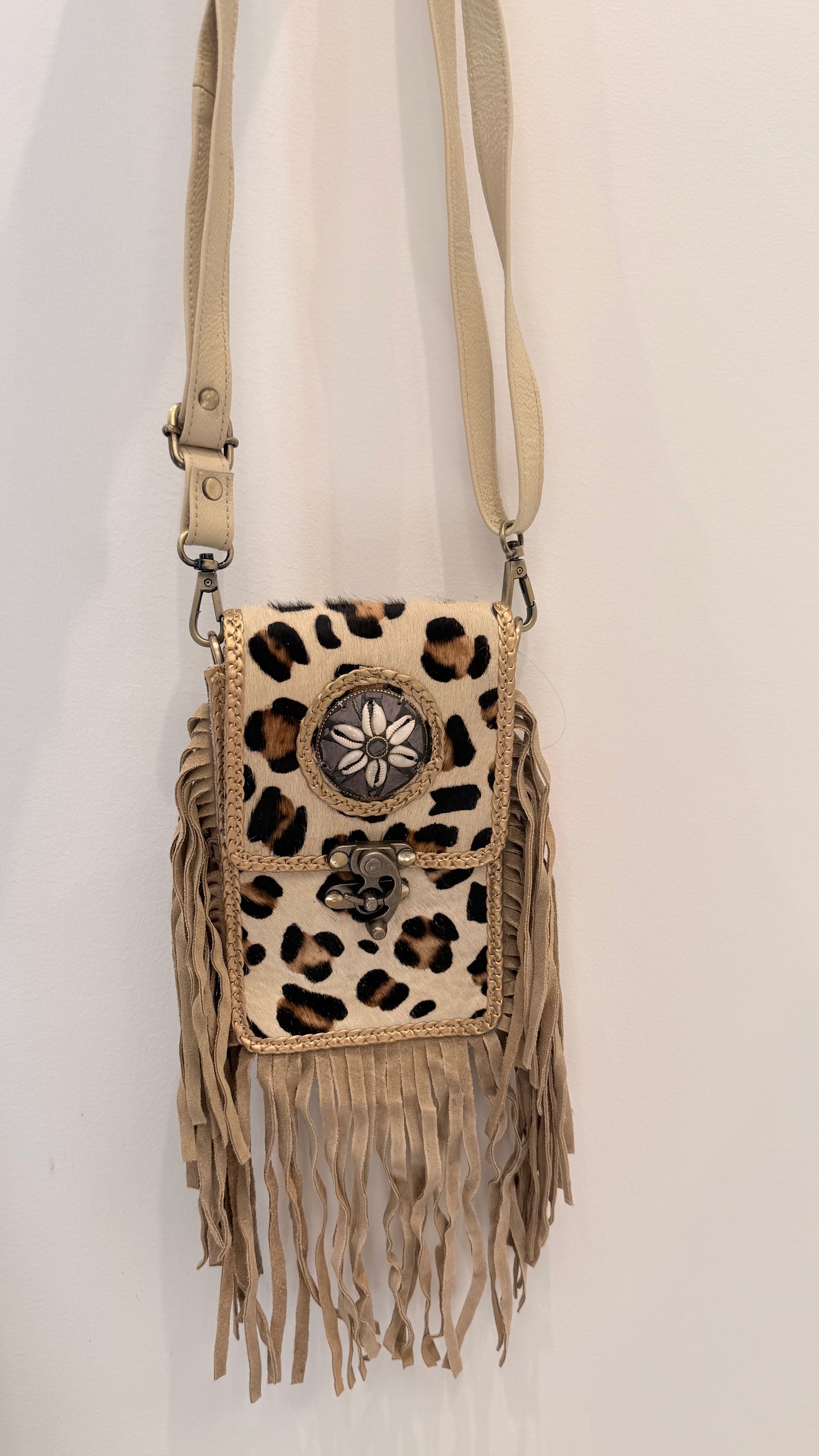 Leren ibiza tasje tijgerprint