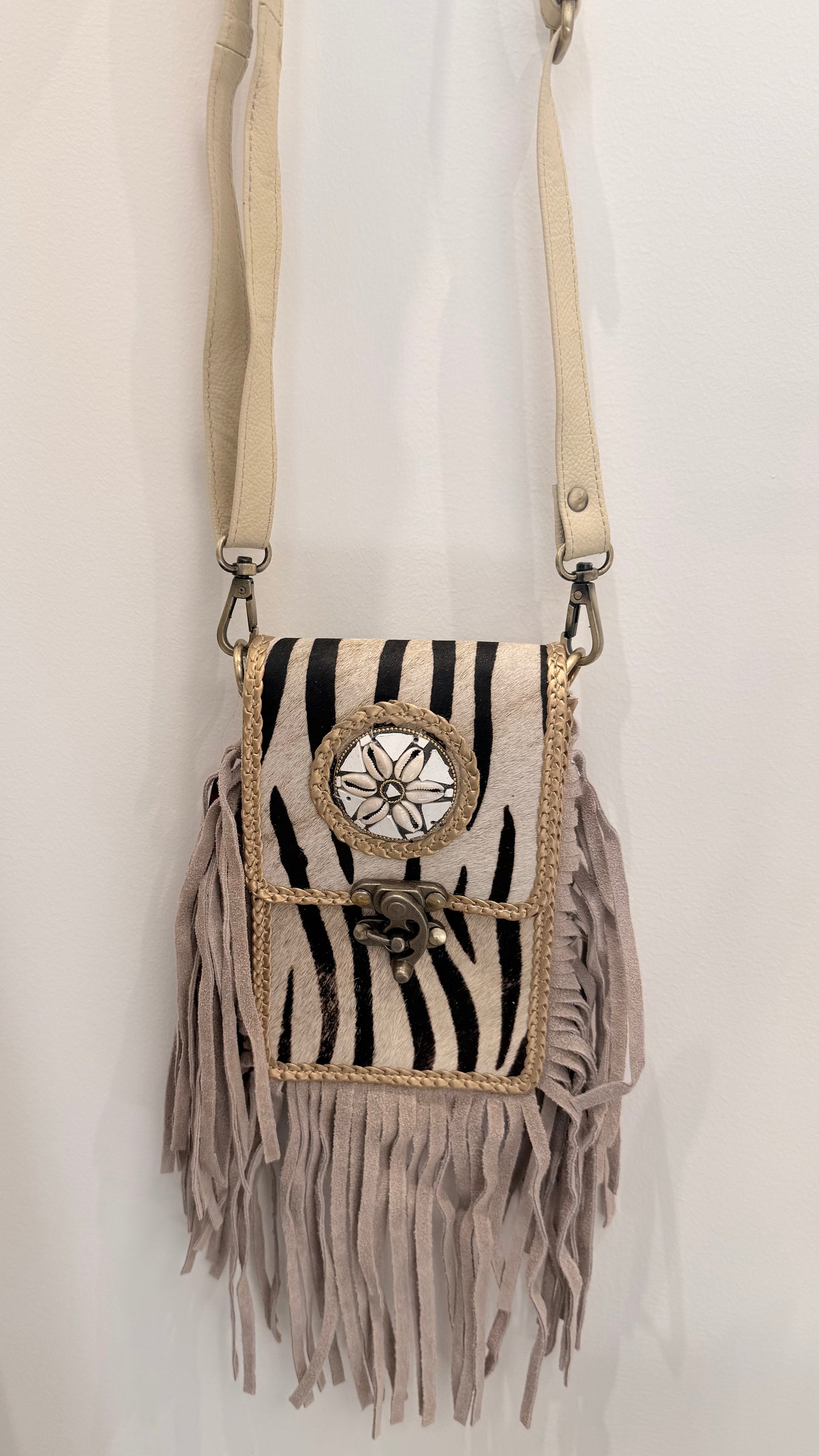 Leren ibiza tasje zebraprint