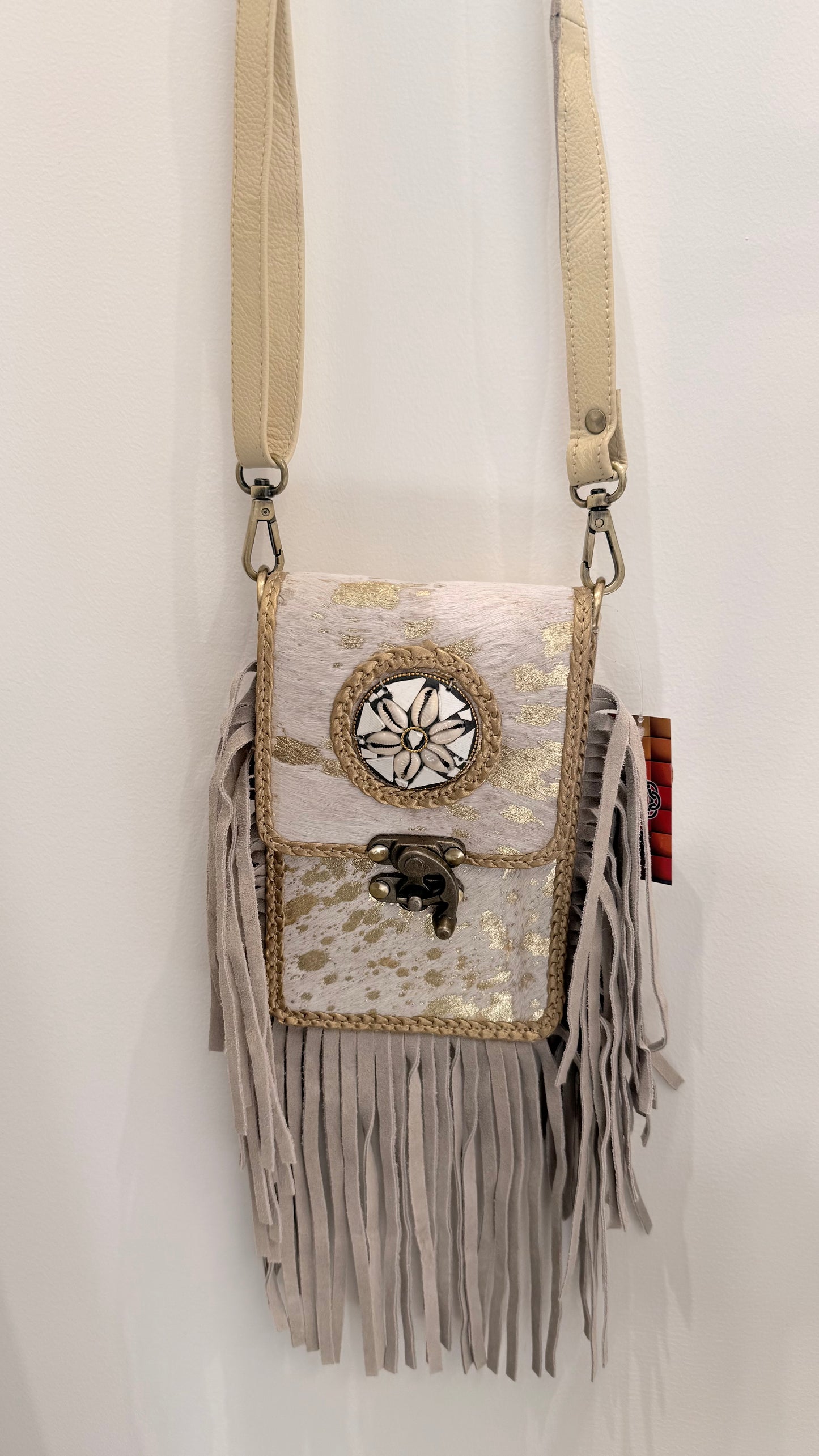 Leren ibiza tasje beige