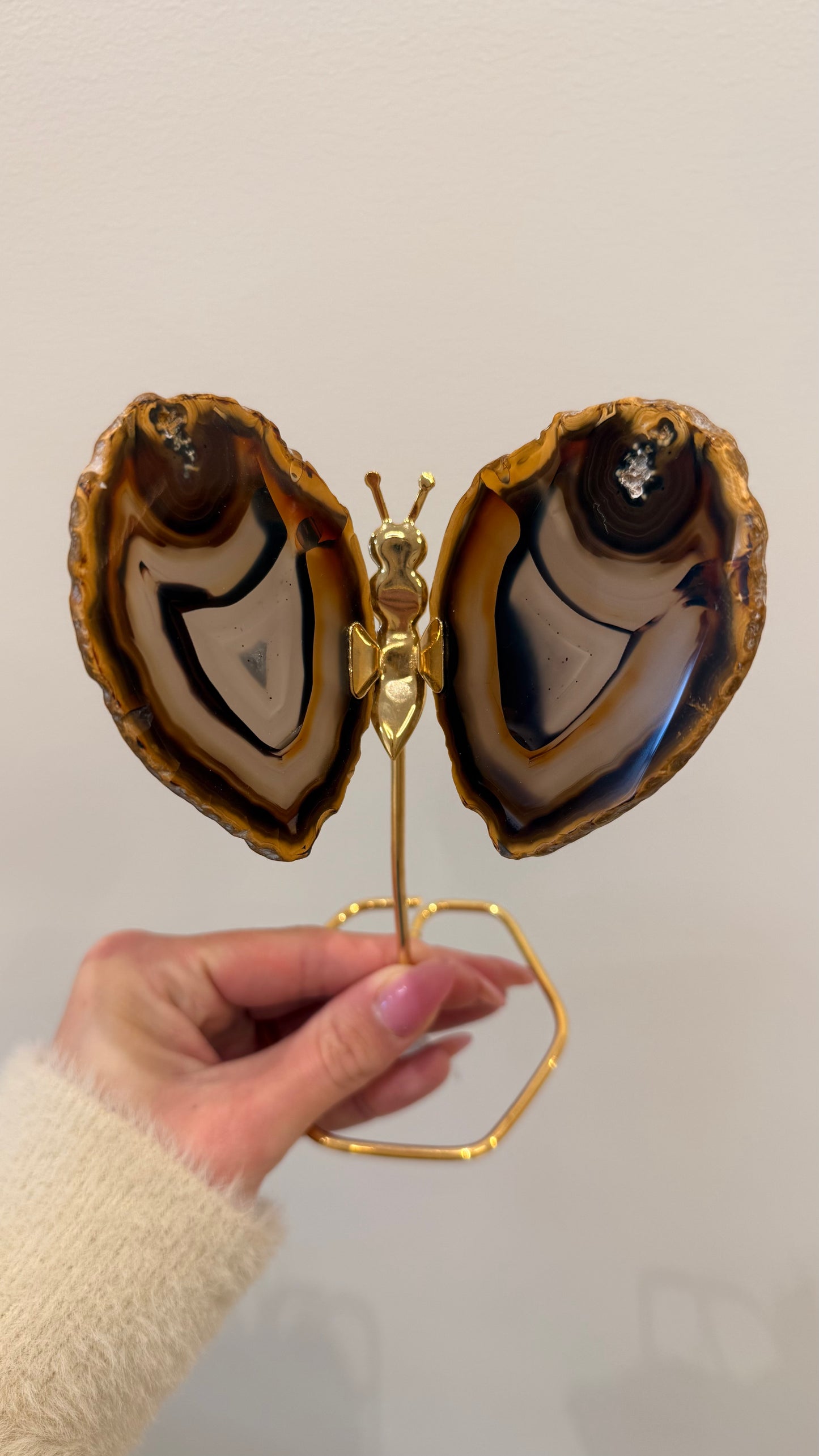 Agaat vlinder met gouden standaard