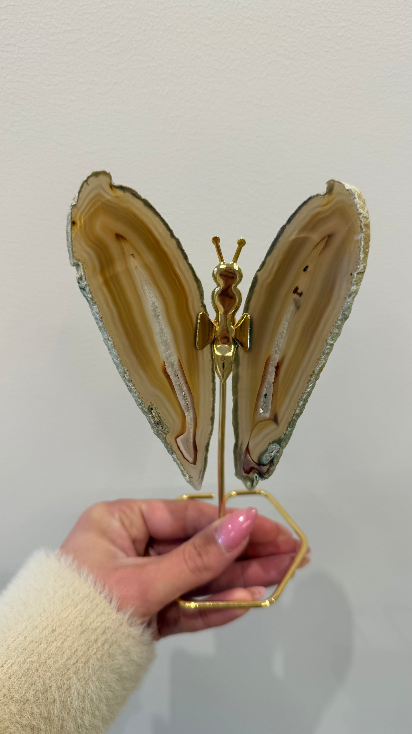 Agaat vlinder met gouden standaard