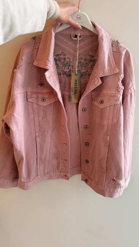 boho spijkerjasje roze