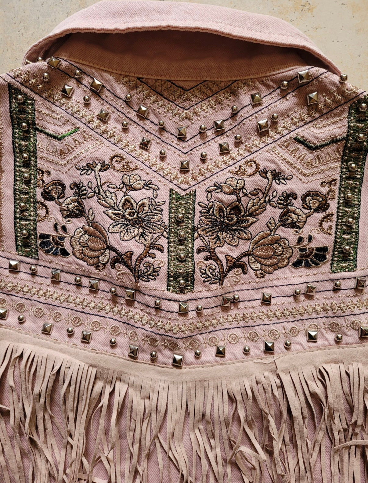 boho spijkerjasje roze