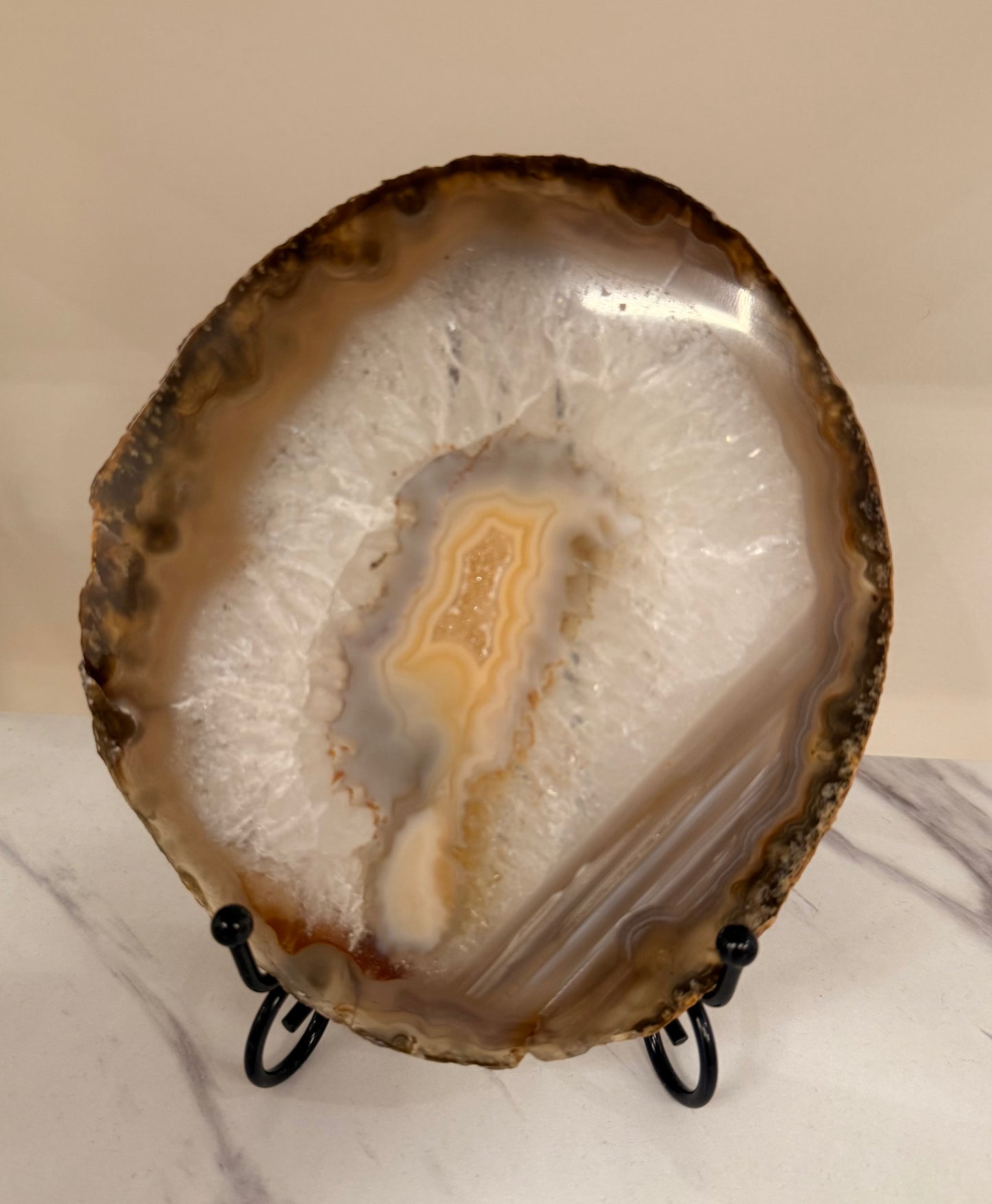 Agaat schijf op standaard