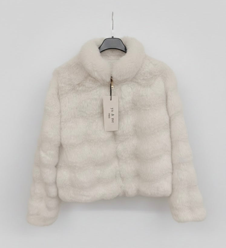 Faux fur jas wit