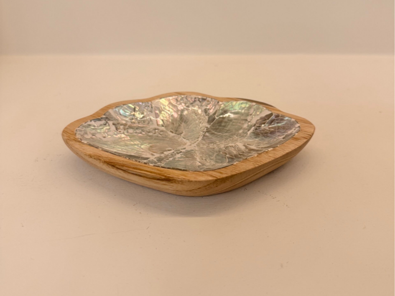 Schaaltje teak hout/abalone