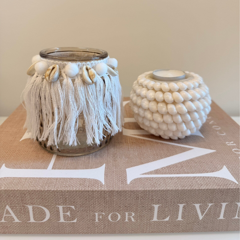 Theelichthouder franjes