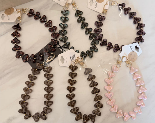 Telefoonkoord tijgerprint/hartjes