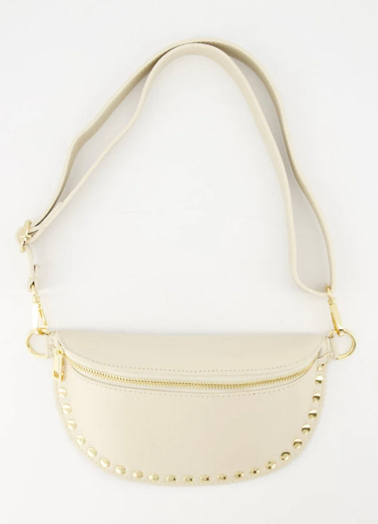 Leren crossbody tasje creme