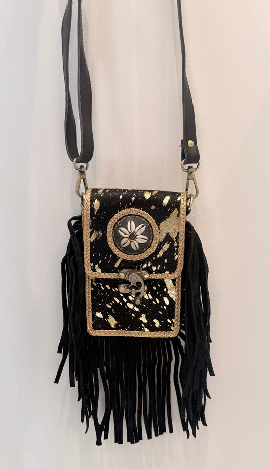 Leren ibiza tasje zwart