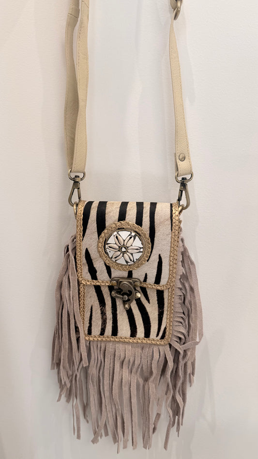 Leren ibiza tasje zebraprint