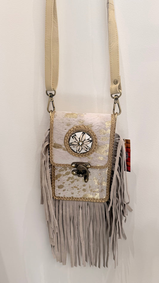 Leren ibiza tasje beige