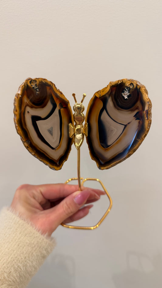 Agaat vlinder met gouden standaard