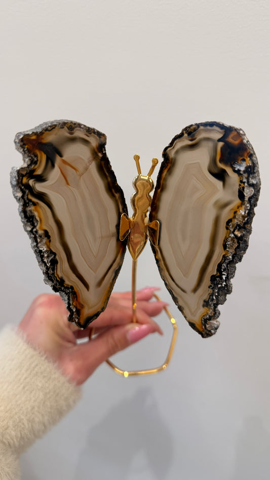 Agaat vlinder met gouden standaard
