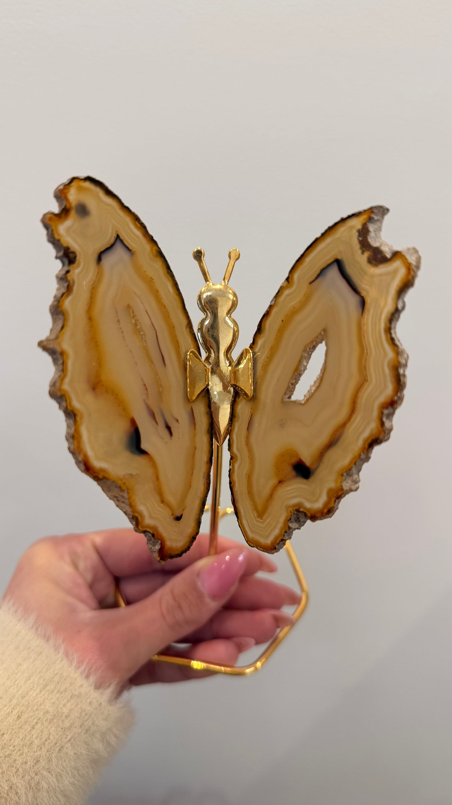 Agaat vlinder met gouden standaard