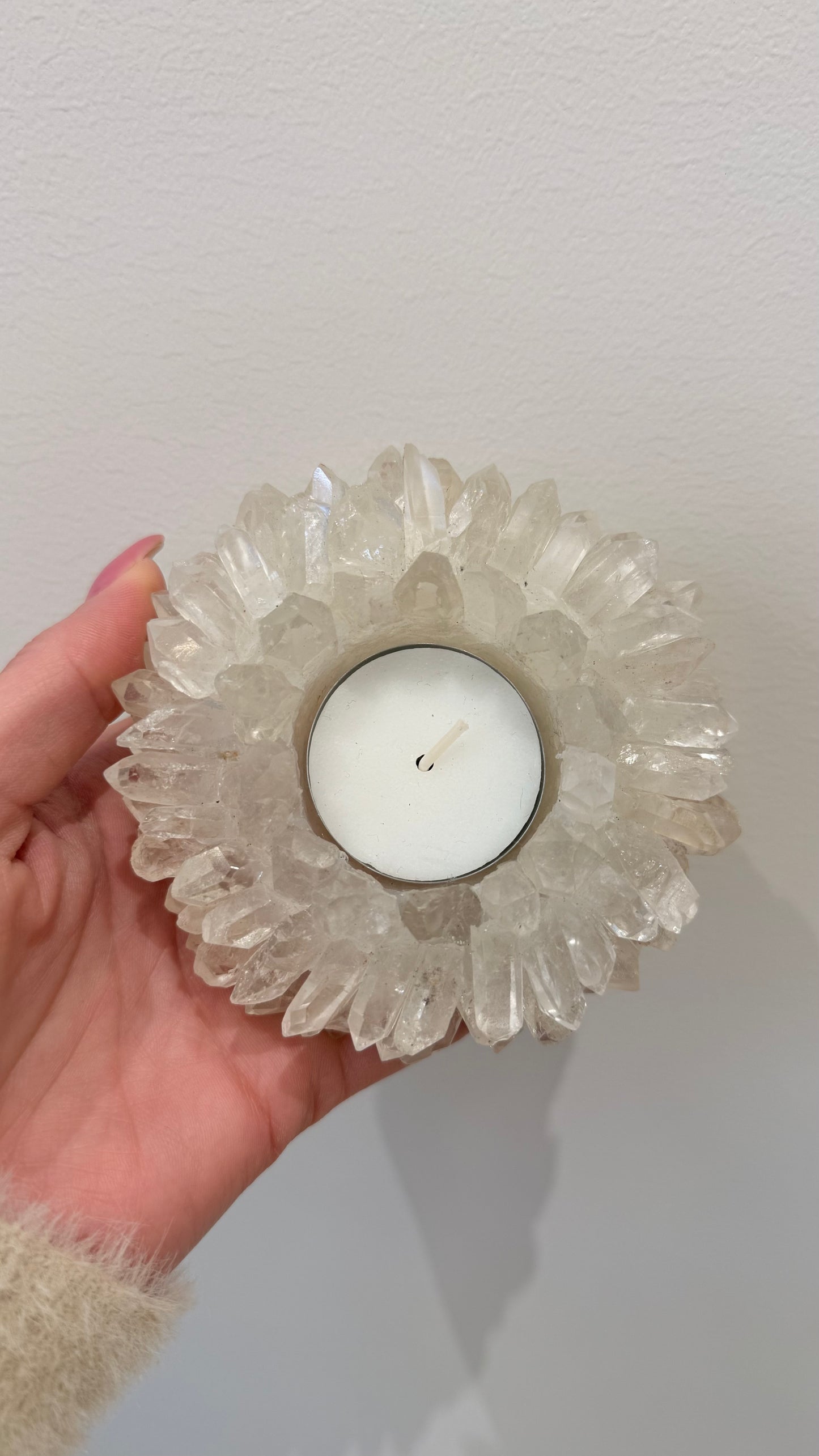 Waxinehouder bergkristal