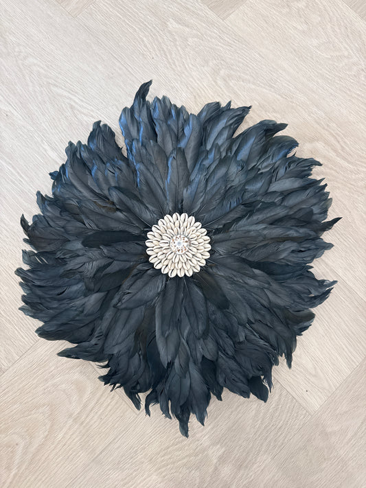Veren met schelpen wanddecoratie zwart