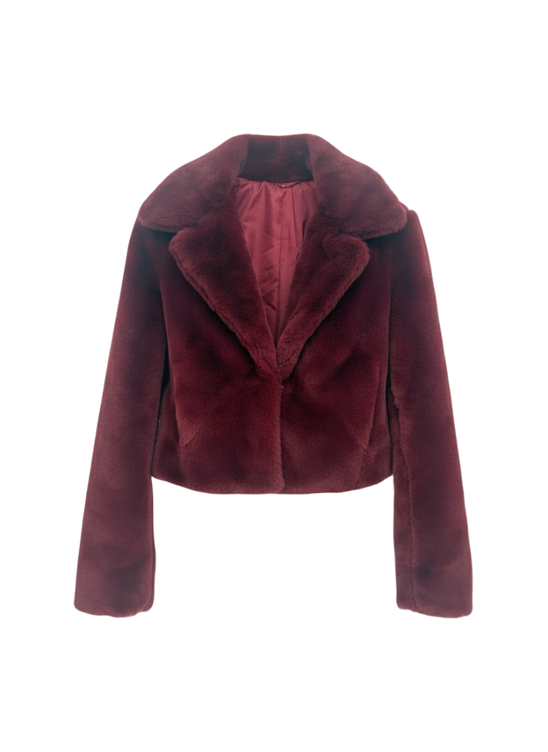 Faux fur jas burgundy