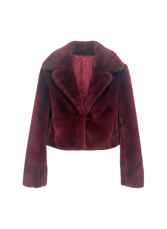 Faux fur jas burgundy