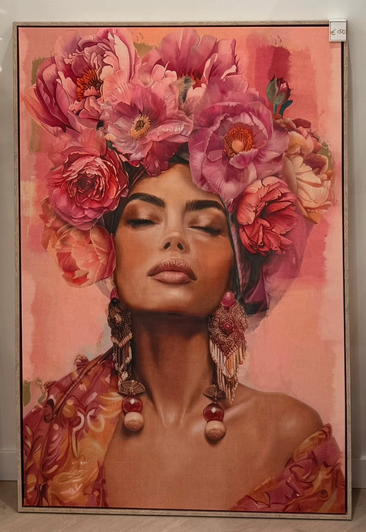 Canvas vrouw bloemen
