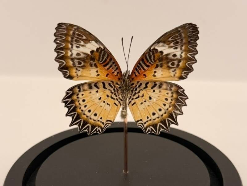 Cethosia biblis vlinder in glazen stolp