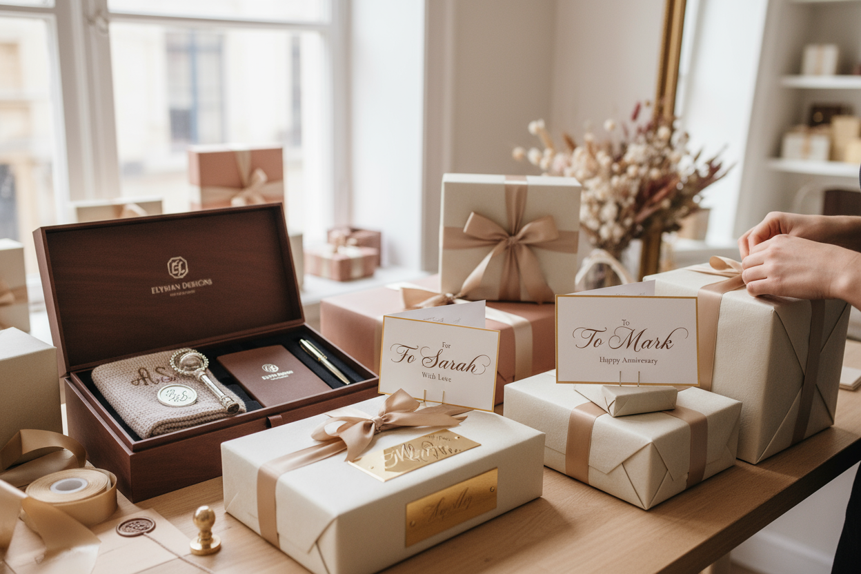 Maatwerk en personalisatie
Jouw cadeau moet persoonlijk voelen. Daarom bieden we opties zoals naamgravures, persoonlijke kaartjes en zelfs thema’s die aansluiten bij jouw verhaal. Voor bedrijven maken we pakketten in volledige huisstijl, maar ook voor particulieren zorgen we dat elk detail uniek is.