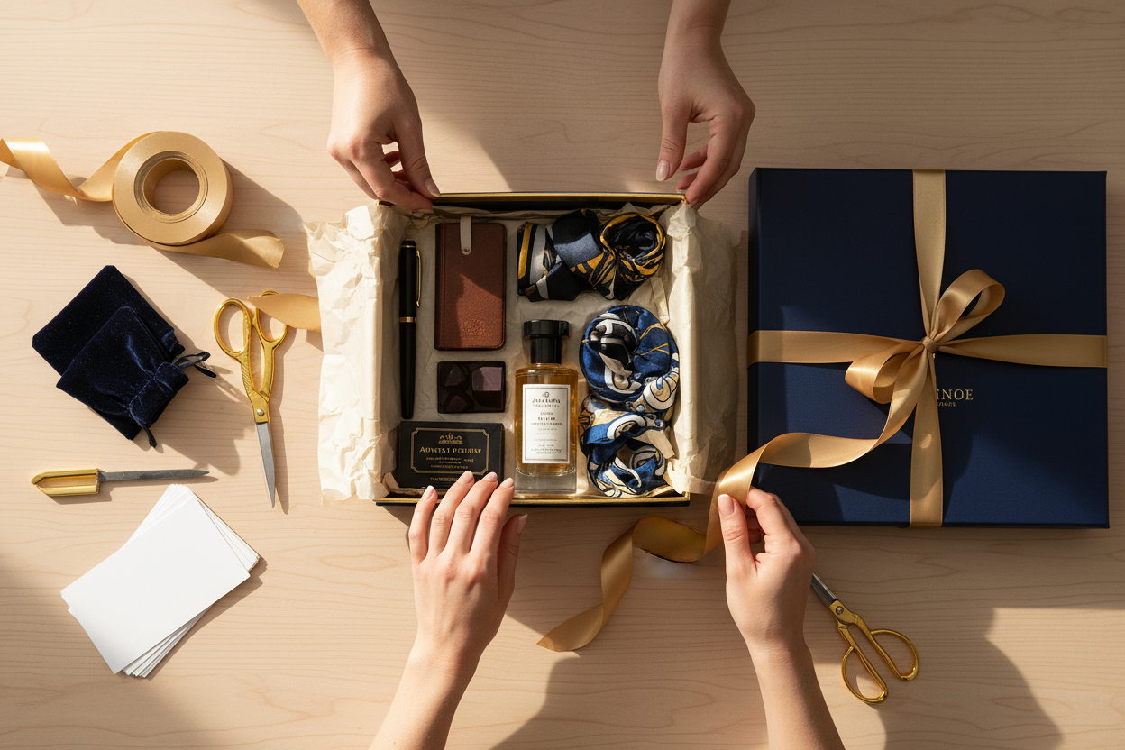 Oog voor detail
Elk pakket wordt met uiterste zorg samengesteld. We letten op de kleinste details, van de keuze van producten tot de manier waarop alles samenkomt. Zo zorgen we ervoor dat elk cadeau niet alleen mooi oogt, maar ook perfect aansluit bij jouw merkbeleving.